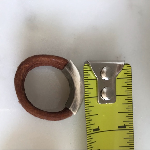Custom Made• Vintage • 925 Silver and Genuine Leather Ring x 2 • Stamped • Italy - Picture 8 of 8